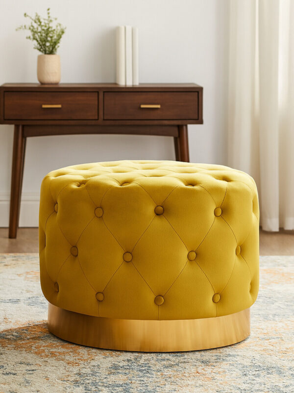Loretta Pistachio Velvet Stool With Matte Gold Finish Base