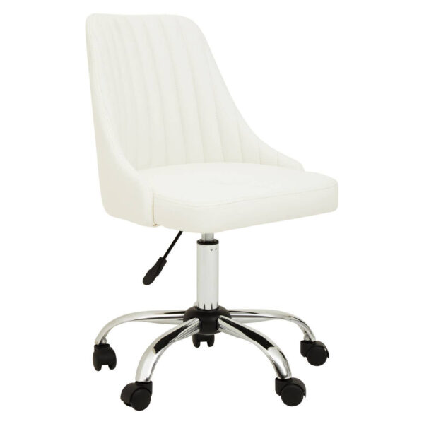 Brent Off White Leather Effect Home Office Chair
