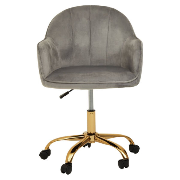 Brent Grey Velvet And Gold Home Office Chair
