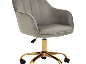 Brent Grey Velvet And Gold Home Office Chair
