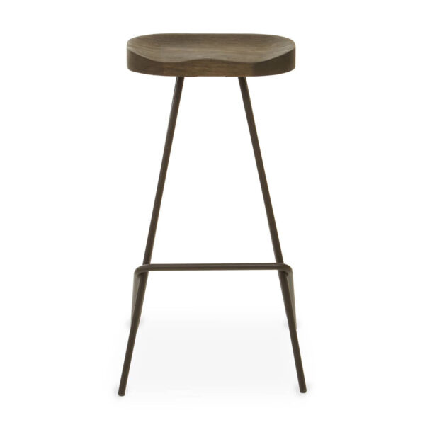 District Wooden Top Bar Stool With Metal Legs