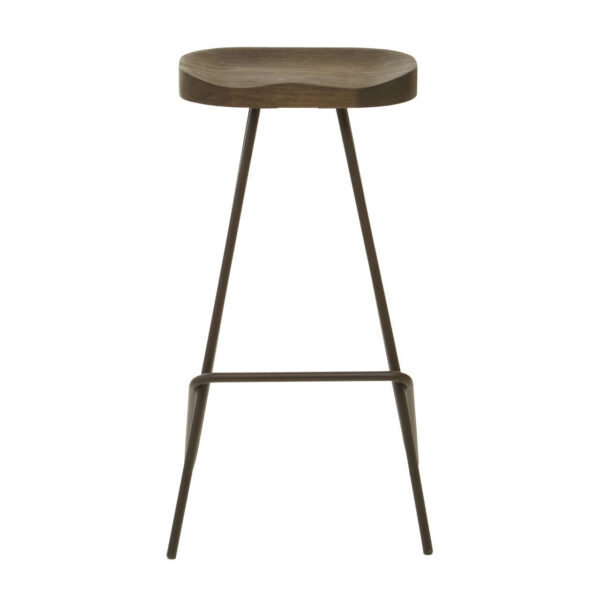 District Wooden Top Bar Stool With Metal Legs