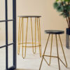 District Elm Wood Bar Stool With Metal Legs