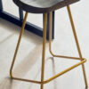 District Elm Wood Bar Stool With Metal Legs