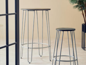 District Barstool with Silver Metal Legs