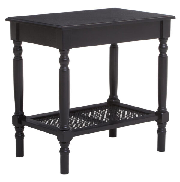 Heritage Black Wooden Side Table with Lower Shelf