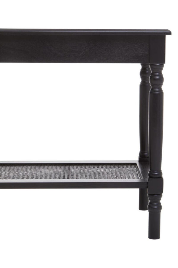 Heritage Black Wooden Side Table with Lower Shelf