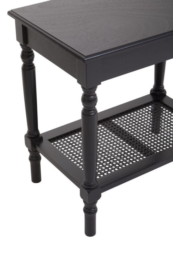 Heritage Black Wooden Side Table with Lower Shelf
