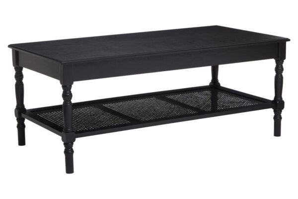 Heritage Black Wooden Coffee Table with Lower Shelf
