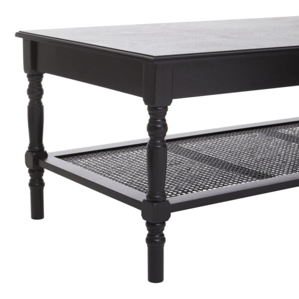Heritage Black Wooden Coffee Table with Lower Shelf