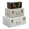 Parley Set of Three White Grey and Black Storage Trunks