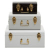 Parley Set of Three White Grey and Black Storage Trunks