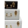 Parley Set of Three White Grey and Black Storage Trunks