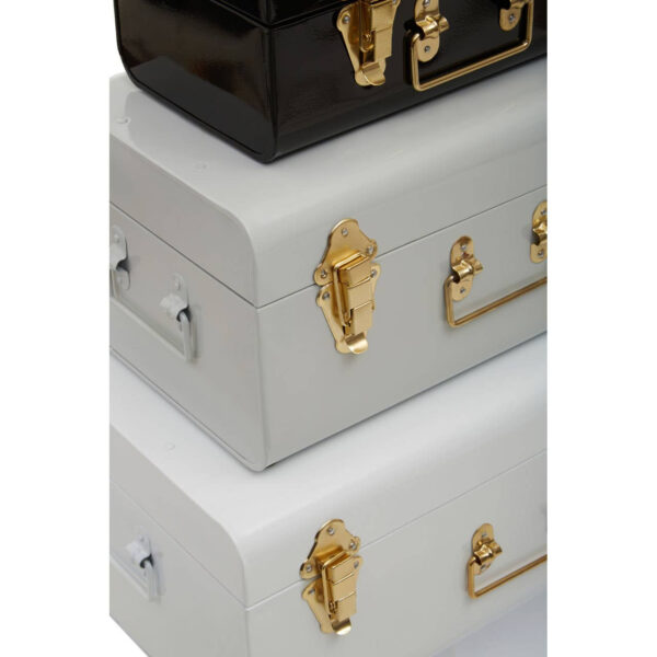 Parley Set of Three White Grey and Black Storage Trunks