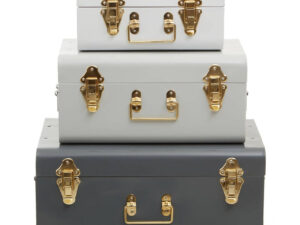 Parley Set of Three Assorted Grey Storage Trunks