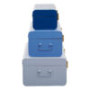Parley Set of Three Assorted Blue Storage Trunks