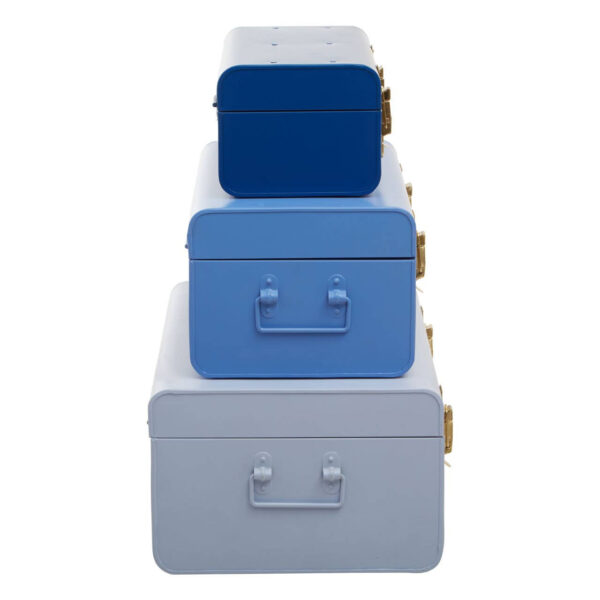 Parley Set of Three Assorted Blue Storage Trunks