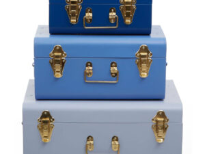 Parley Set of Three Assorted Blue Storage Trunks