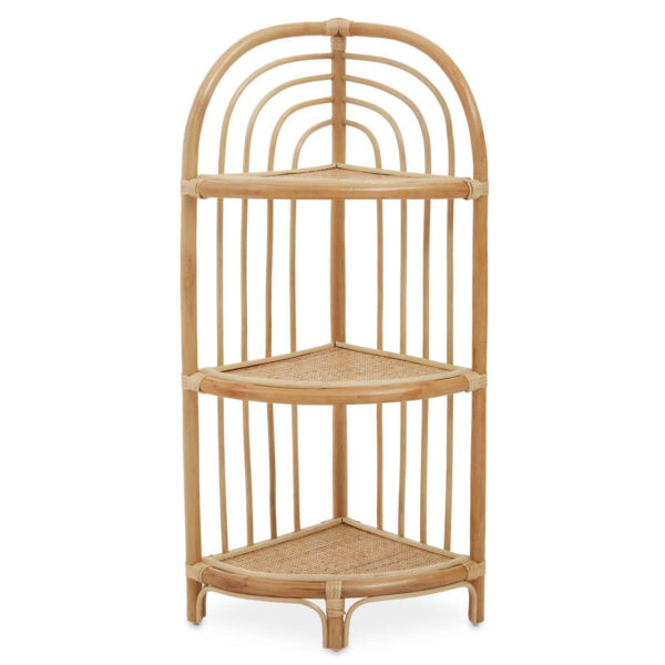Mataram Three Tier Natural Rattan Corner Shelf Unit