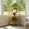 Mataram Three Tier Natural Rattan Corner Shelf Unit