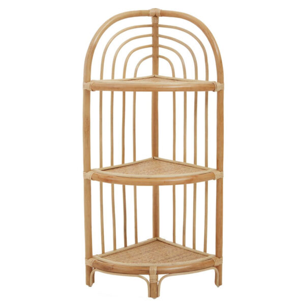 Mataram Three Tier Natural Rattan Corner Shelf Unit