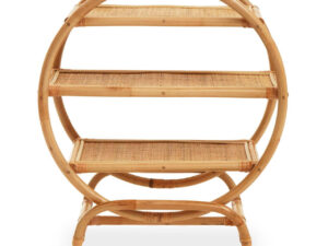 Mataram Three Tier Natural Rattan Round Shelf Unit