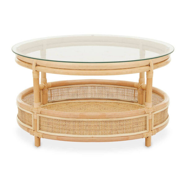 Mataram Rattan Coffee Table With Glass Top