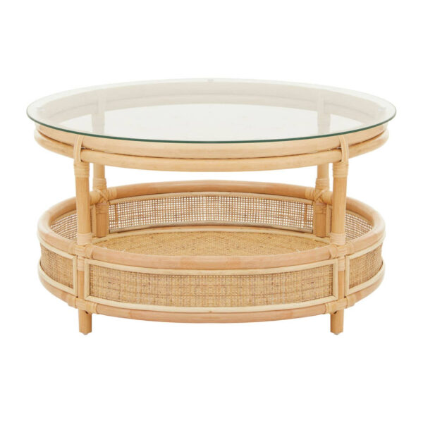 Mataram Rattan Coffee Table With Glass Top