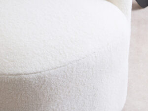 Montreal Ivory Boucle Effect Curved Lounge Chair With Swivel Base