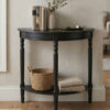 Heritage Black Half Moon Wooden Console Table