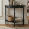 Heritage Black Half Moon Wooden Console Table