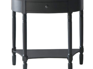 Heritage Black Half Moon Wooden Console Table with Drawer