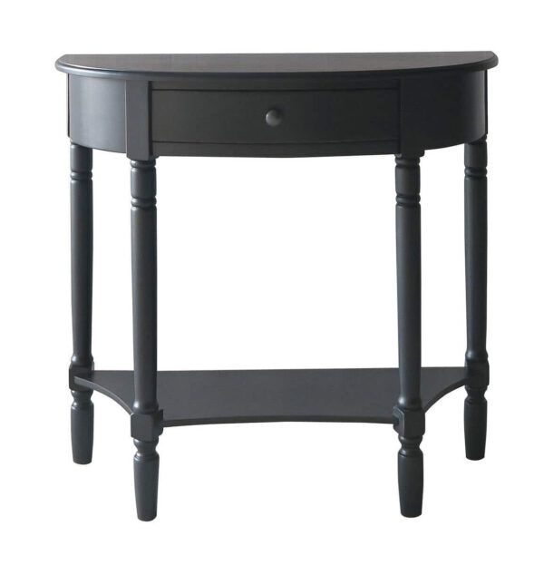 Heritage Black Half Moon Wooden Console Table