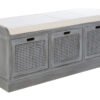 Heritage Grey Three Drawer Wooden Storage Bench with Cushion