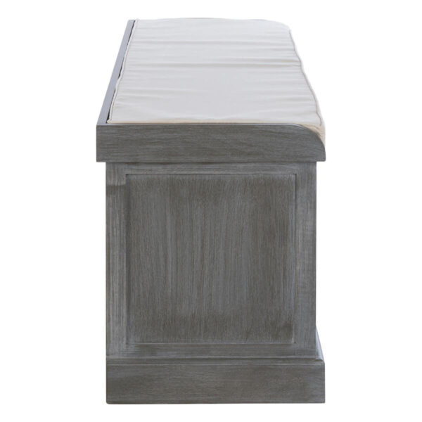 Heritage Grey Three Drawer Wooden Storage Bench with Cushion