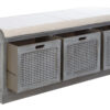 Heritage Grey Three Drawer Wooden Storage Bench with Cushion
