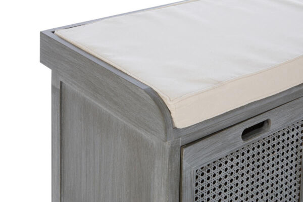 Heritage Grey Three Drawer Wooden Storage Bench with Cushion