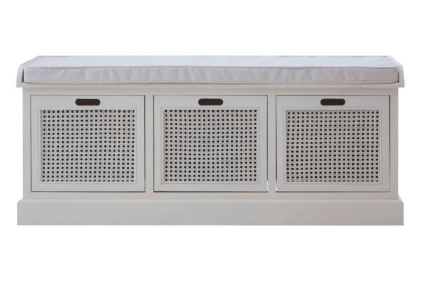 2406953__70332.1754501805.jpg Heritage White Three Drawer Wooden Storage Bench with Cushion