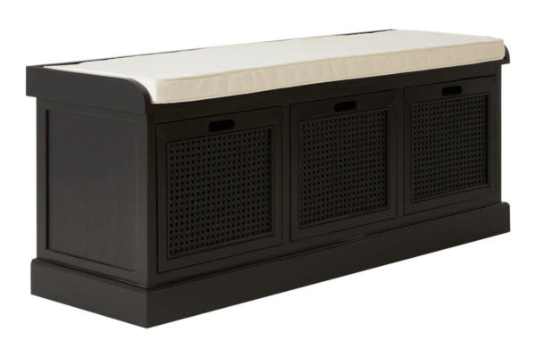 2406954_01__35493.1754501807.jpg Heritage Black Three Drawer Wooden Storage Bench with Cushion