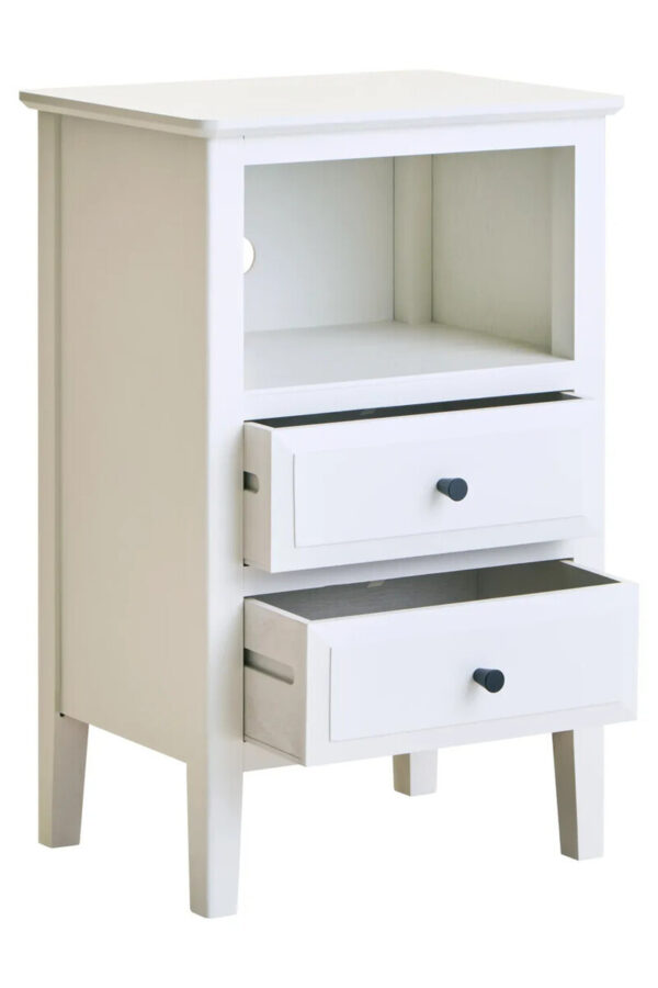 Heritage Two Drawer White Finish Wooden Side Table