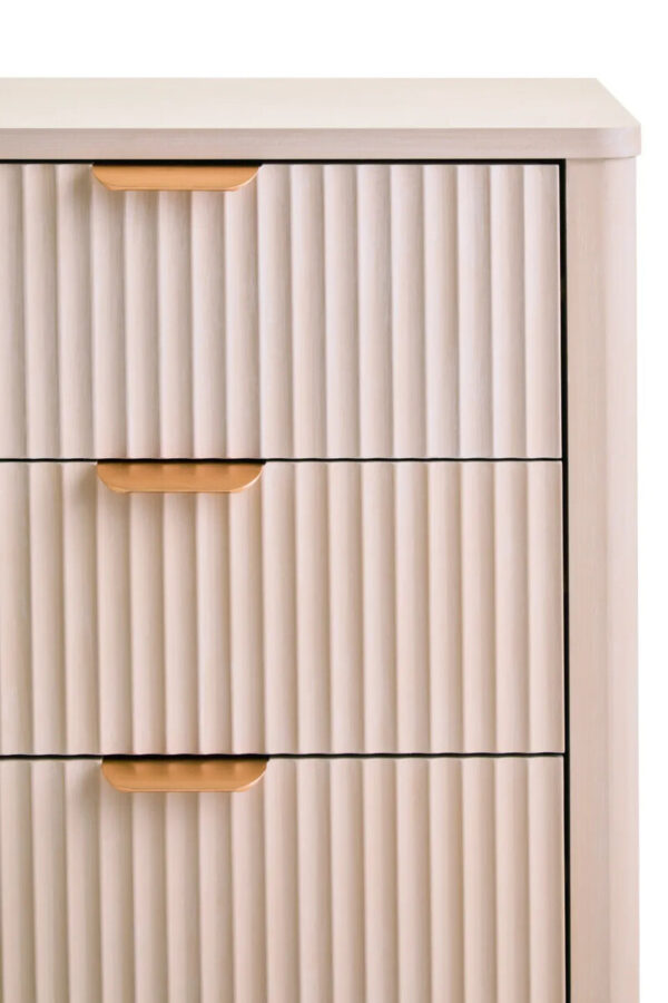 Heritage Reed Detail Taupe Three Drawer Wooden Chest