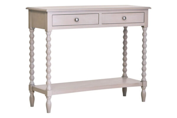 Heritage Two Drawer Bobble Detail Grey Wooden Console Table