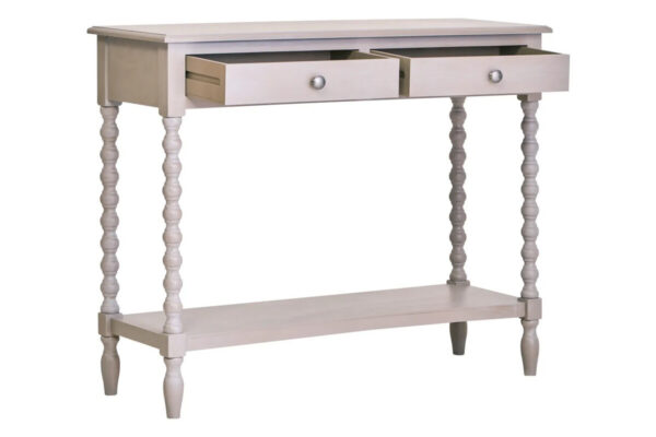Heritage Two Drawer Bobble Detail Grey Wooden Console Table