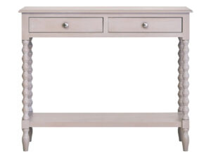 Heritage Two Drawer Bobble Detail Grey Wooden Console Table