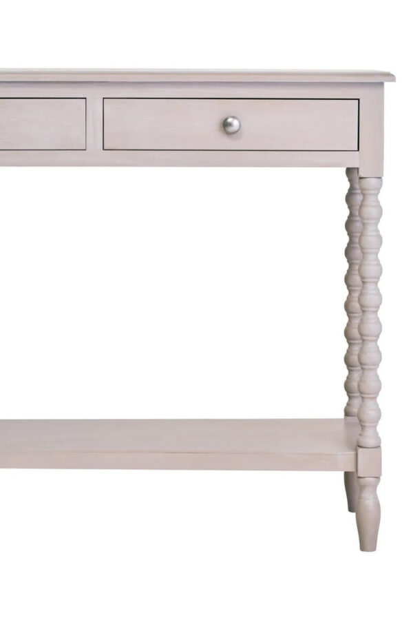 Heritage Two Drawer Bobble Detail Grey Wooden Console Table