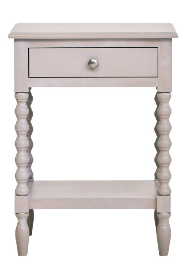 Heritage One Drawer Bobble Detail Ivory Wooden Bedside Table