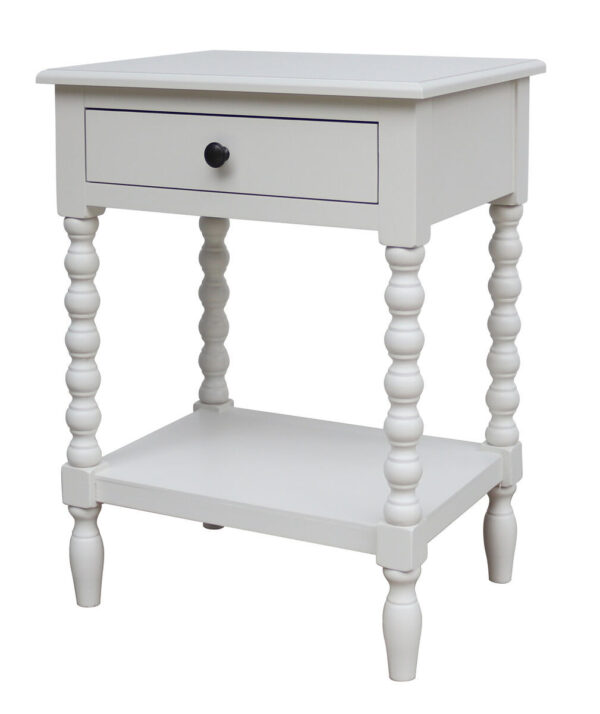 Heritage One Drawer Bobble Detail Black Wooden Bedside Table