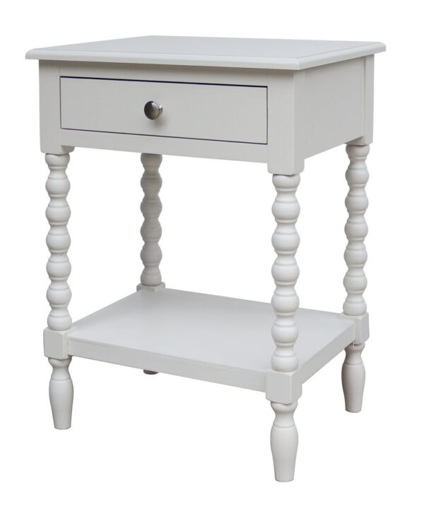Heritage One Drawer Bobble Detail Ivory Wooden Bedside Table