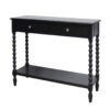 Heritage One Drawer Bobble Detail Black Wooden Bedside Table