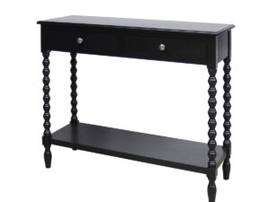 Heritage Two Drawer Bobble Detail Black Wooden Console Table
